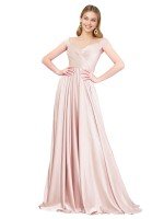 A-Line Off the Shoulder Sweetheart Luxe Satin Prom Dresses UK