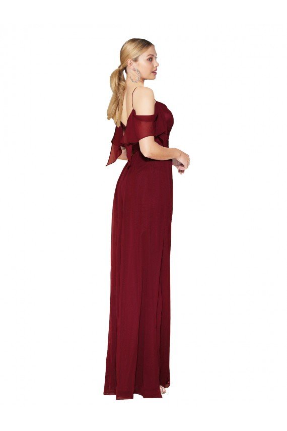 Cold Shoulder Long Mermaid Chiffon Prom Dress with Straps UK