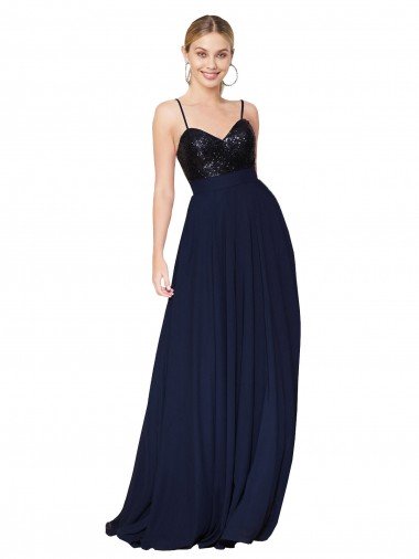 Sweetheart High Neck Sequin Top Long Chiffon Prom Dress UK
