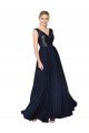 High Neck V-Neck Long Chiffon Prom Dress with Sequin Top UK