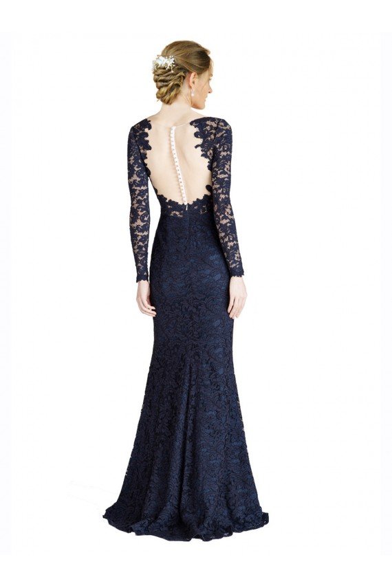 Illusion Long Sleeves Lace Prom Dress with Sheer Keyhole Back UK