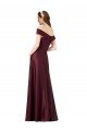 Long Off the Shoulder Satin Prom Dress with Thigh-high Slit UK