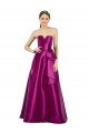 Sleeveless V-Neck Long Satin Prom Dress with Bow Waist UK