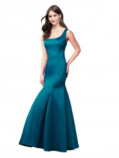 Long Sleek Satin Prom Dress with U-Back UK