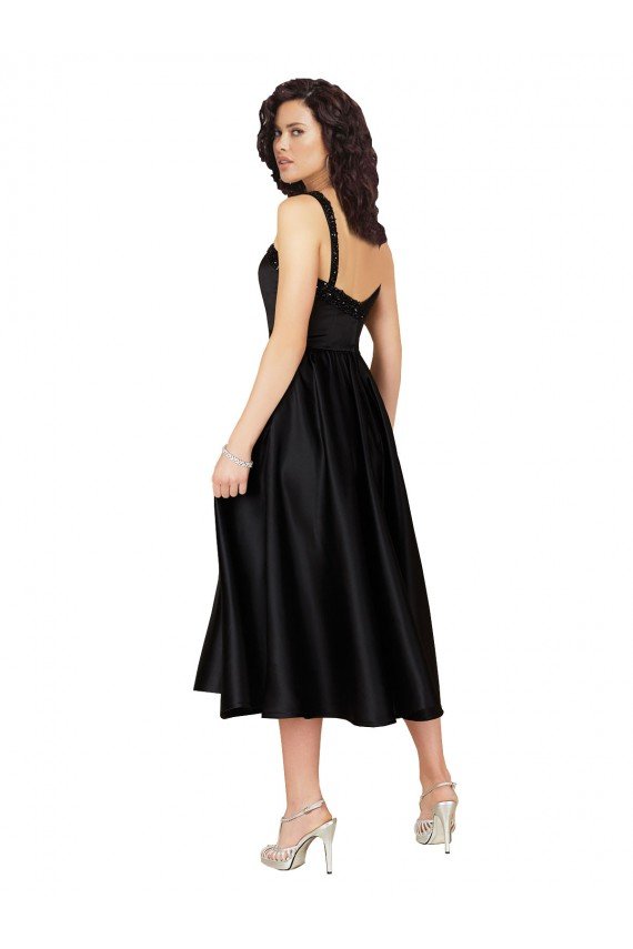 Short Square Neck Satin Cocktail Prom Dress / Homecoming Dress with Beading UK