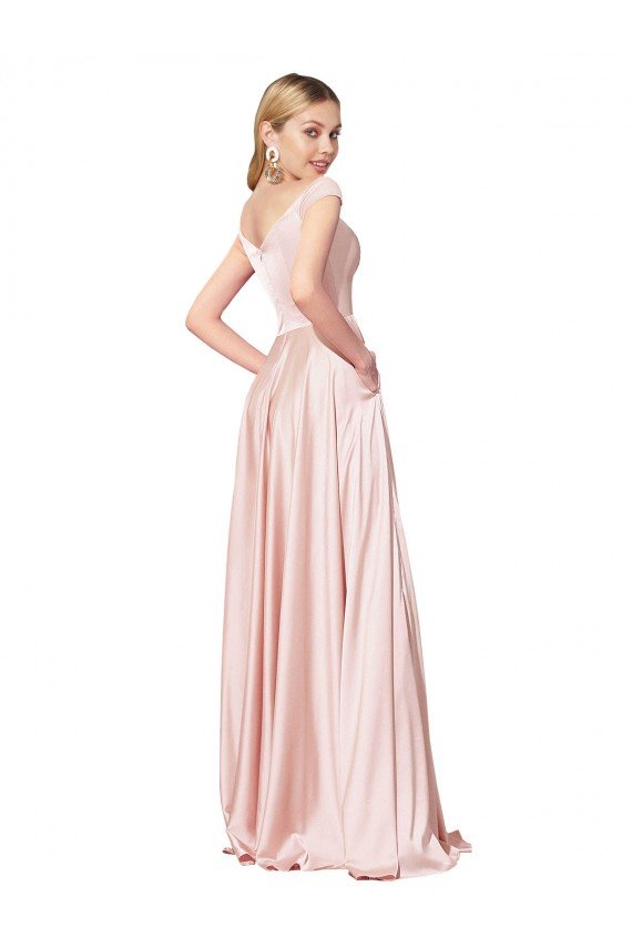 A-Line Off the Shoulder Sweetheart Satin Prom Dress UK