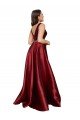 Sleeveless Deep V-Neck A-Line Satin Prom Dress with Pockets UK