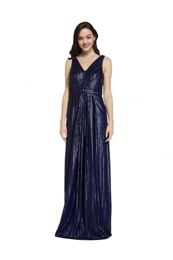 Long V-Neck Sparking Sequin Prom Dress with Low V-Back UK