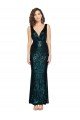 V-Neck Full Length Sequin Prom Dress with Draped Back UK