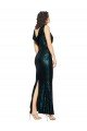 V-Neck Full Length Sequin Prom Dress with Draped Back UK