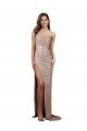 High Slit Scoop Neck Long Sequin Prom Dress UK