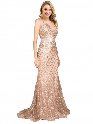 Sleek Long Mermaid Sparkling Sequin Prom Dress UK