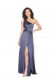 Draped Silky Satin Prom Dress with Tied Waist UK