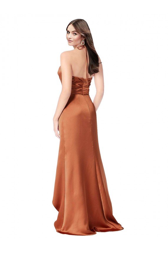 Faux-Wrap Skirt Silky Satin Prom Dress UK