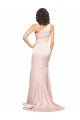 Full Length One Shoulder Long Silky Satin Prom Dress with High Split UK