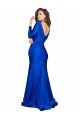 Deep V-Neck Long Sleeves Silky Satin Prom Dress UK