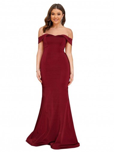 Off Shoulder Sleeves Sweetheart Neckline Long Spandex Prom Dress UK