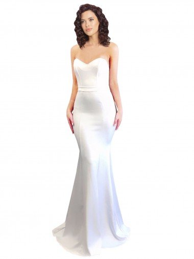 Sweetheart Strapless High Neck Long Crepe Prom Dress UK