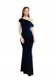 Draped Off the Shoulder Fitted Crepe Prom Dress UK