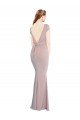 Boat Neck Cap Sleeve Crepe Prom Dress with Plunging Tie Back UK