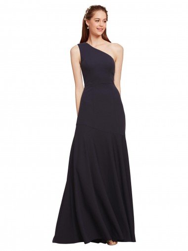 Fit and Flare Crepe Prom Dress with One Shoulder UK