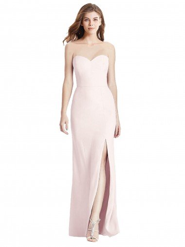 Strapless Crepe Trumpet Prom Dress with Front Slit UK