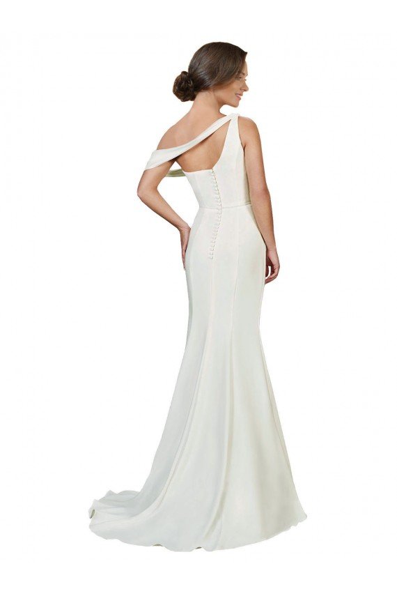 One Shoulder Crepe Prom Dress with Draped Off the Shoulder Strap UK