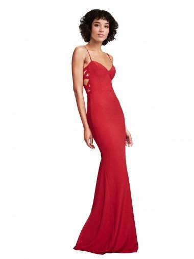 Spaghetti Strap Slip Neckline Crepe Prom Dress UK