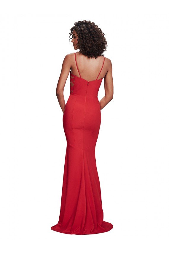 Spaghetti Strap Slip Neckline Crepe Prom Dress UK