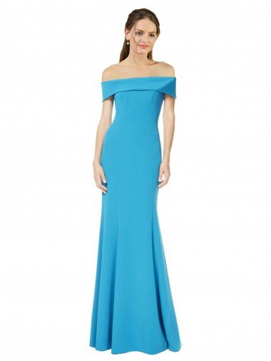 Off the Shoulder Crepe Prom Dress with Fitted Silhouette UK