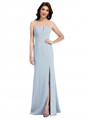 Strapless Notch Crepe Prom Dress with Front Slit UK