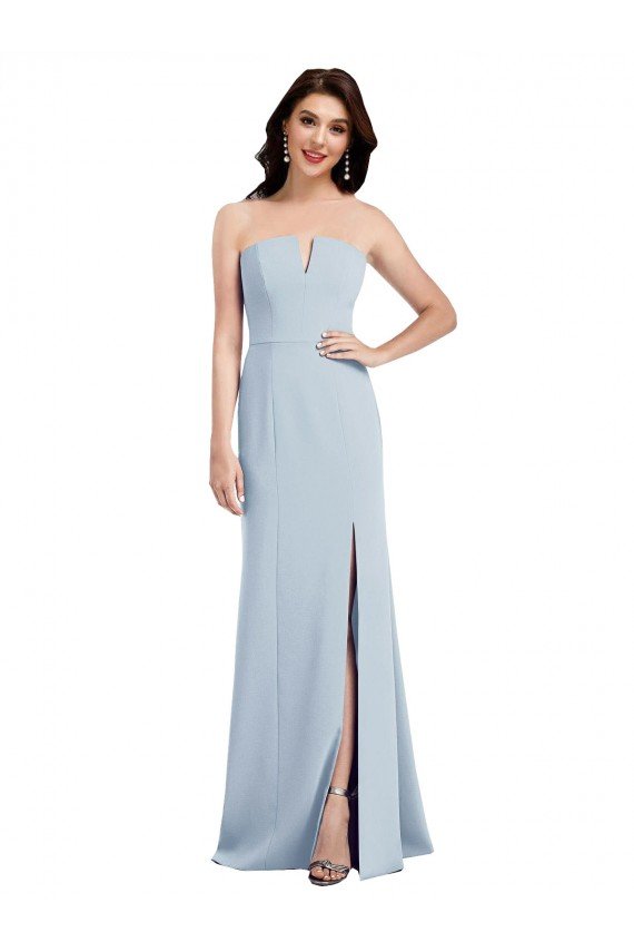 Strapless Notch Crepe Prom Dress with Front Slit UK