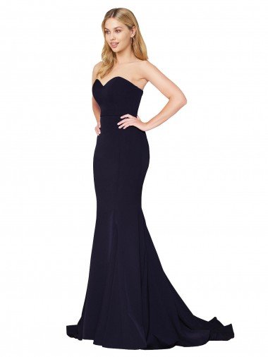 Sweetheart High Neck Sweep Train Sleeveless Crepe Prom Dress UK