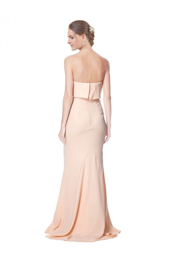 High Neck Strapless Long Crepe Maxi Prom Dress with Overlay UK