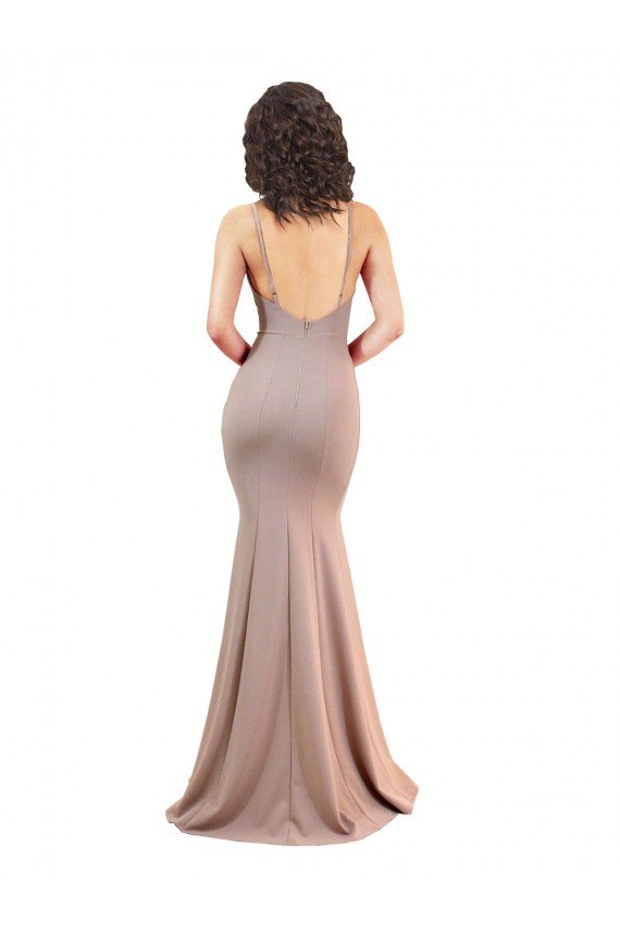 Fishtail Shape V-Neck Crepe Prom Dress with Slit UK