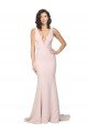 Deep Plunging V-Neckline Full Length Crepe Prom Dress with Deep V-Backline UK
