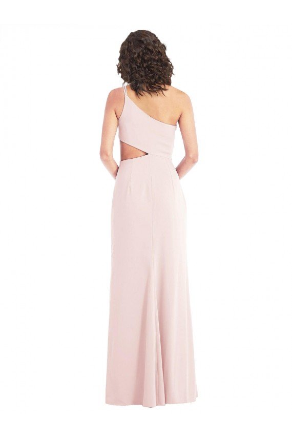 Flirty One Shoulder Midriff Cutout Maxi Crepe Prom Dress UK