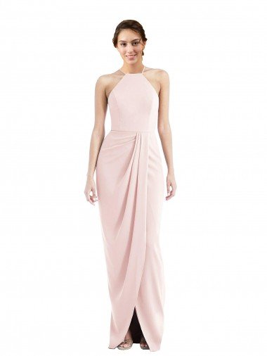 Halter Draped Tulip Skirt Maxi Prom Dress UK