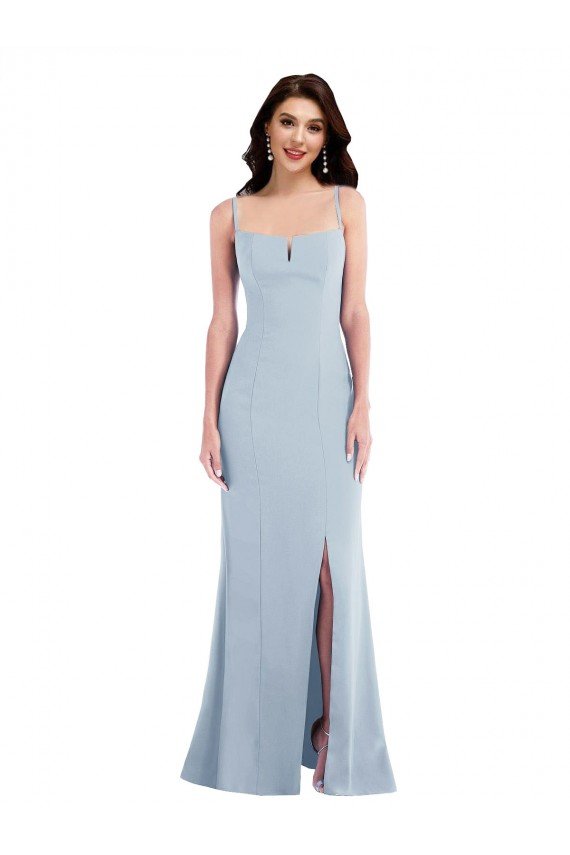 Flattering Trumpet Maxi Crepe Prom Dress with Front Slit UK