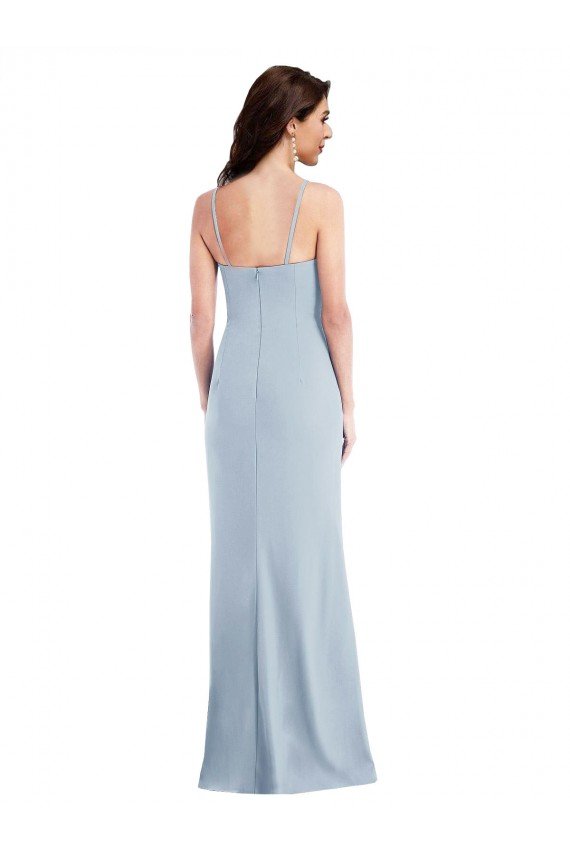 Flattering Trumpet Maxi Crepe Prom Dress with Front Slit UK