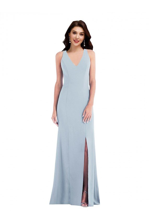 Criss Cross Cutout Back Maxi Prom Dress with Front Slit UK