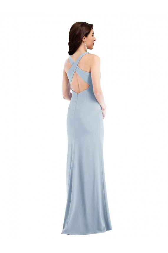 Criss Cross Cutout Back Maxi Prom Dress with Front Slit UK