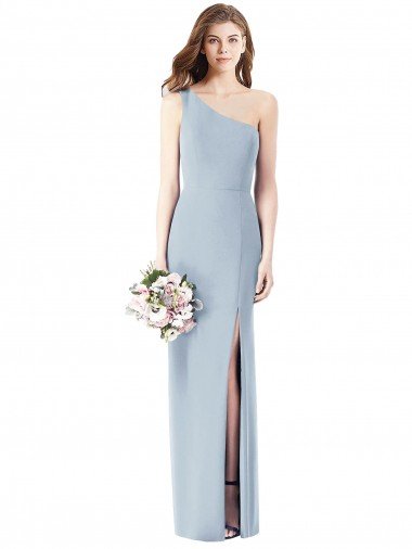 One Shoulder Crepe Trumpet Prom Dress with Front Slit UK