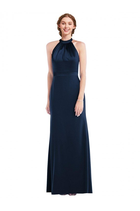 High Neck Open Back Long Maxi Prom Dress UK