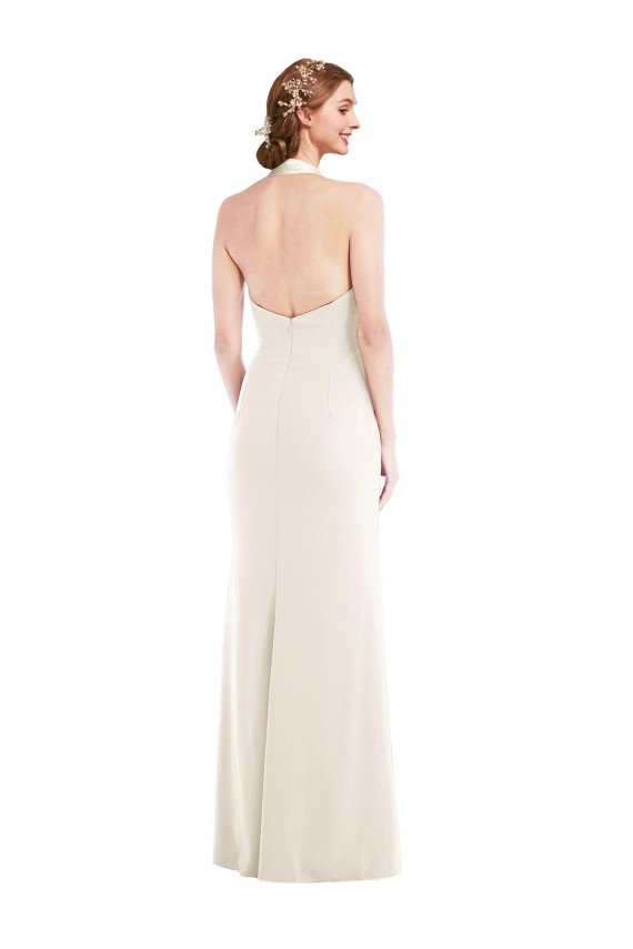 Halter Tuxedo Maxi Prom Dress with Front Slit UK