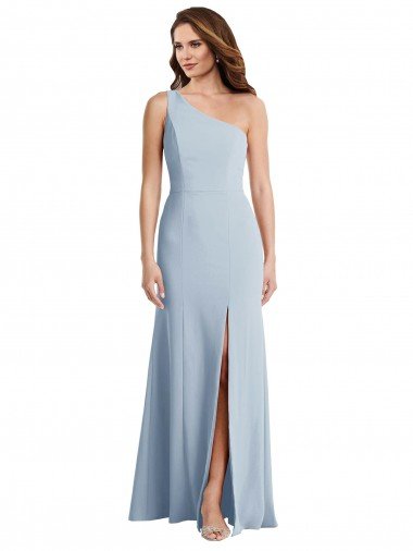 Bold One Shoulder Trumpet Maxi Crepe Prom Dress UK