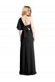 Pleated One Shoulder Flutter Sleeves Slim Crepe Prom Dress UK