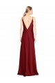 Floor Length Deep V-Back Stretch Satin Prom Dress with Front Slit UK