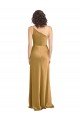 One Shoulder Long Floor Length Stretch Satin Slip Prom Dress UK