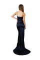 Pleated Sash Skirt Long Stretch Satin Prom Dress with High Slit UK